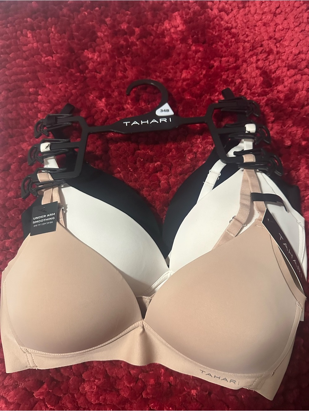 Tahari 3-Pack Underwire T-Shirt Bras in Nude, White & Black